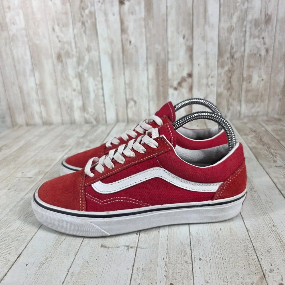 Vans Old Skool Red Suede Canvas Skate‎ Shoes Women's 7.5 Men's 6